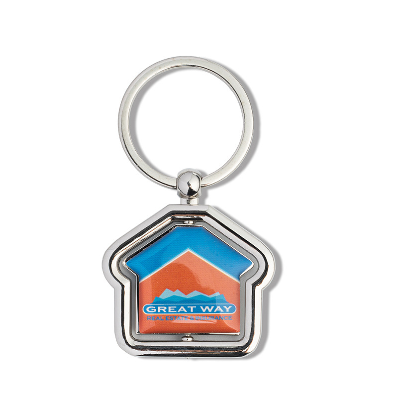 Zinc Alloy House Rotatable Metal Keychain