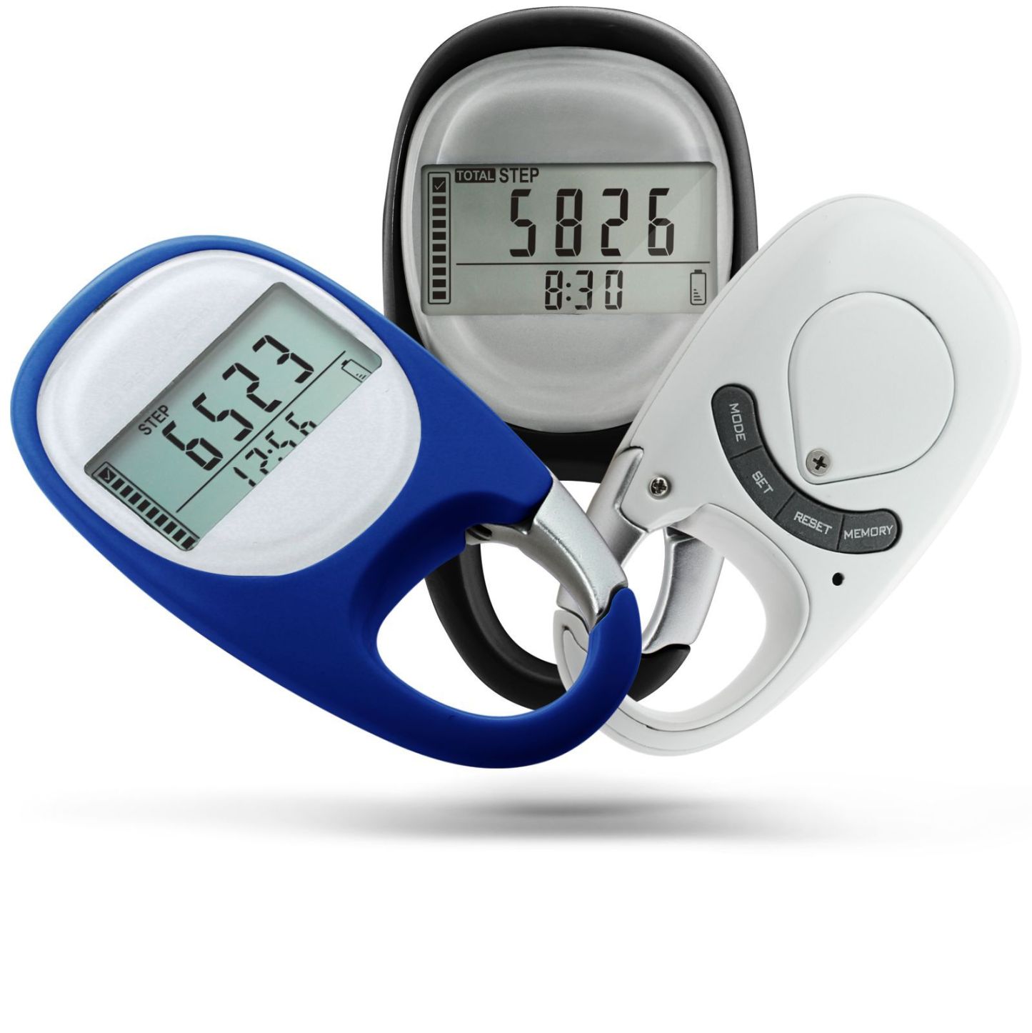 3D Motion Sensor Pedometer with Carabiner Keychain