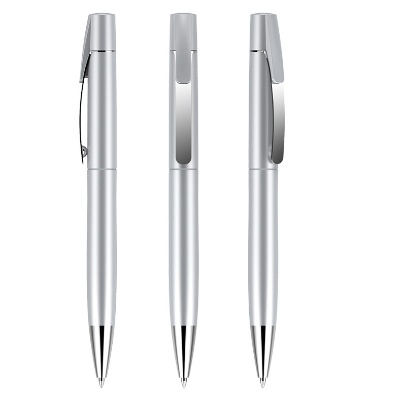 Retractable Plastic Ballpoint Pen with Metal Clip