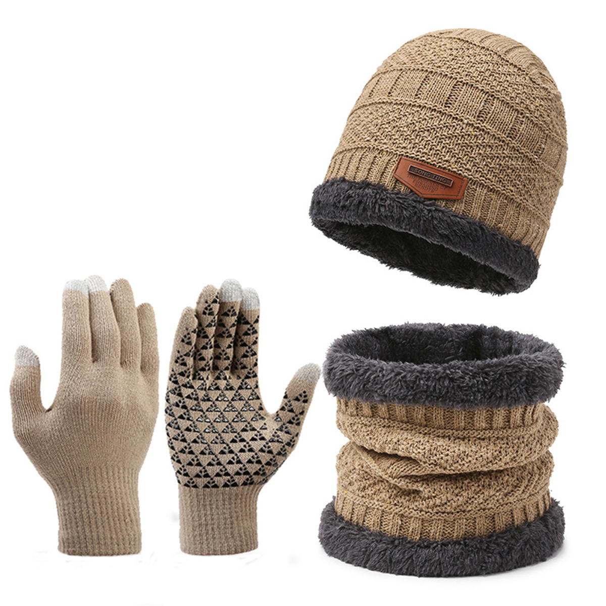 Winter Polyester 3-Piece Set (Beanie, Gaiter, Gloves)