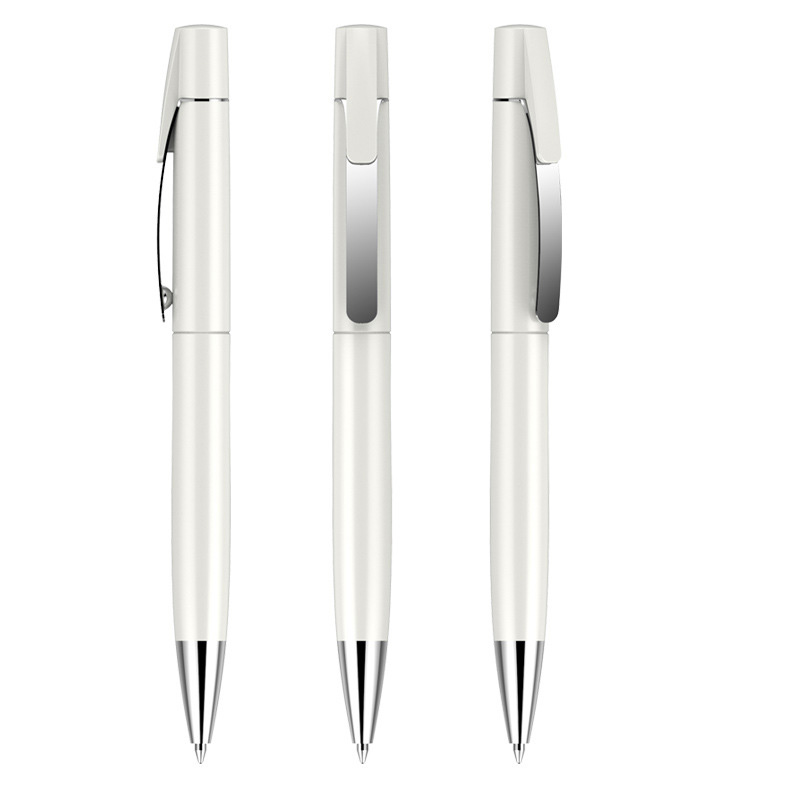 Retractable Plastic Ballpoint Pen with Metal Clip
