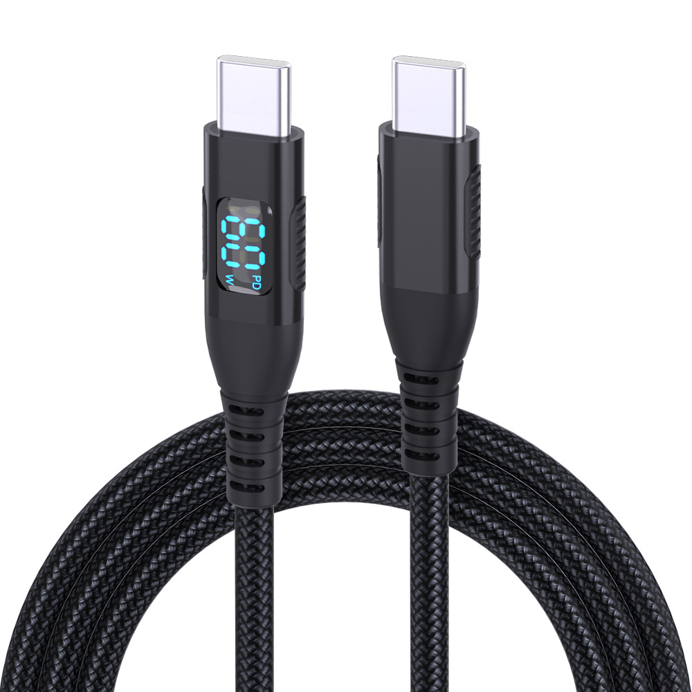 60W Braided Charging Cable with Digital Display