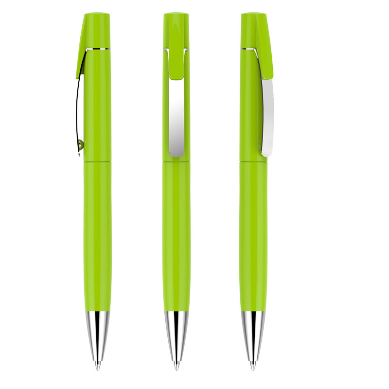 Retractable Plastic Ballpoint Pen with Metal Clip