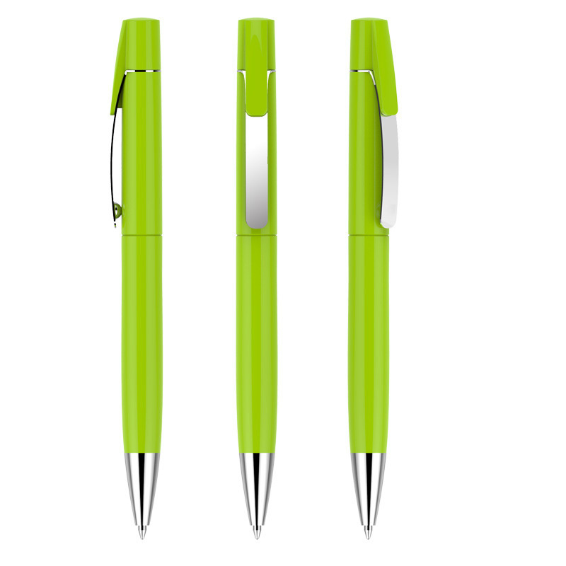 Retractable Plastic Ballpoint Pen with Metal Clip