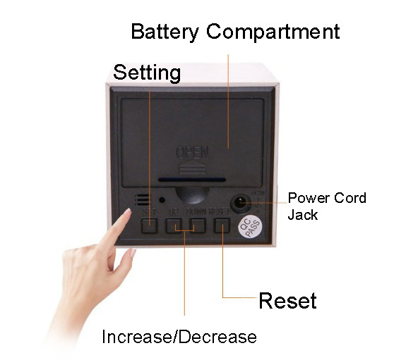Wood Pattern LED Voice-Activated Cube Alarm Clock