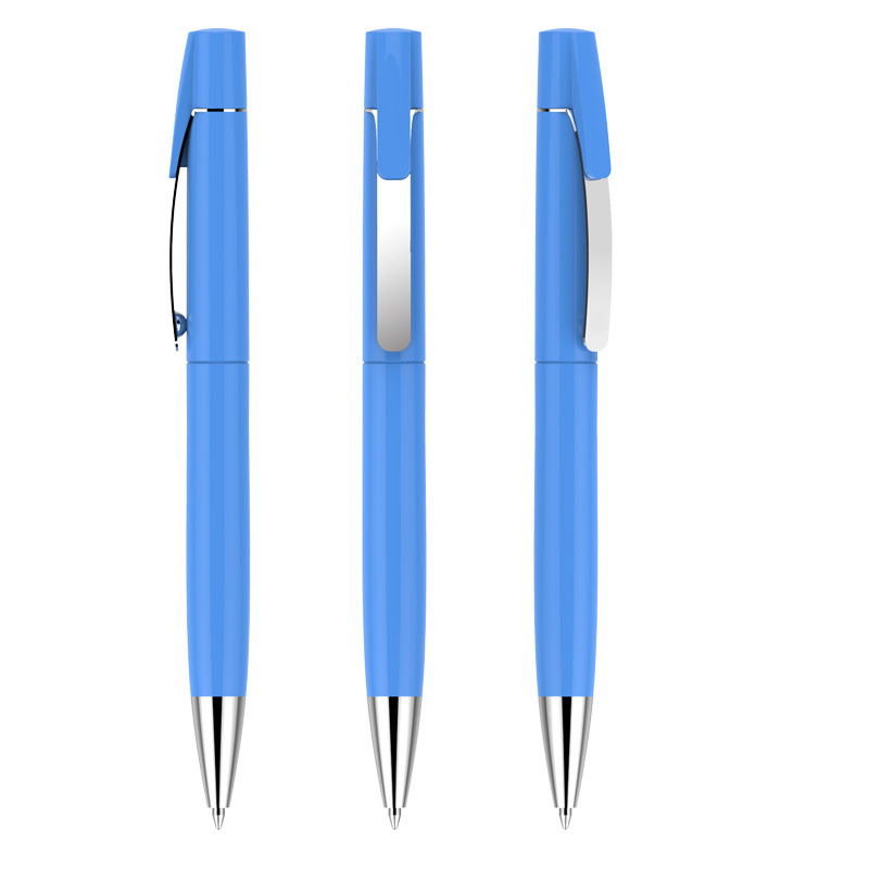 Retractable Plastic Ballpoint Pen with Metal Clip
