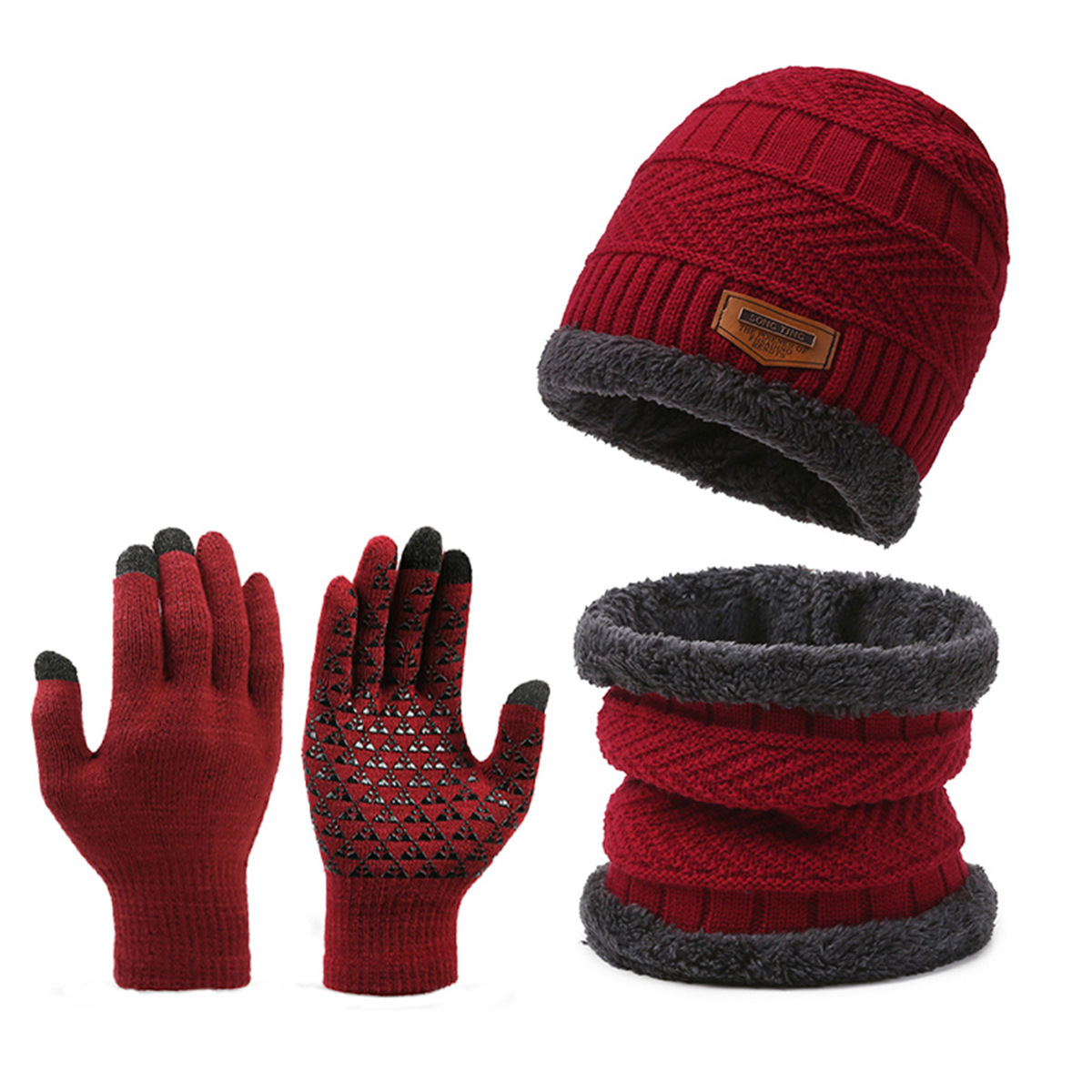 Winter Polyester 3-Piece Set (Beanie, Gaiter, Gloves)