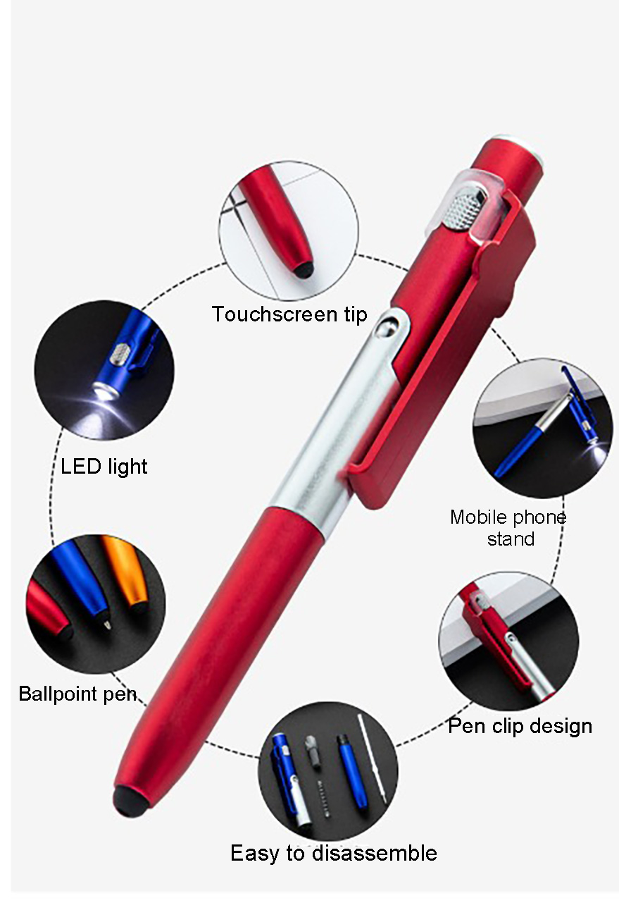 4-in-1 Ballpoint Pen with LED Light & Stylus