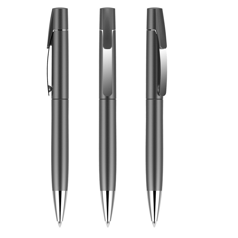 Retractable Plastic Ballpoint Pen with Metal Clip