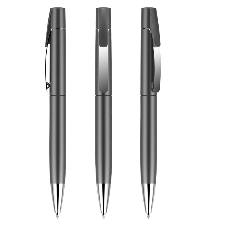 Retractable Plastic Ballpoint Pen with Metal Clip