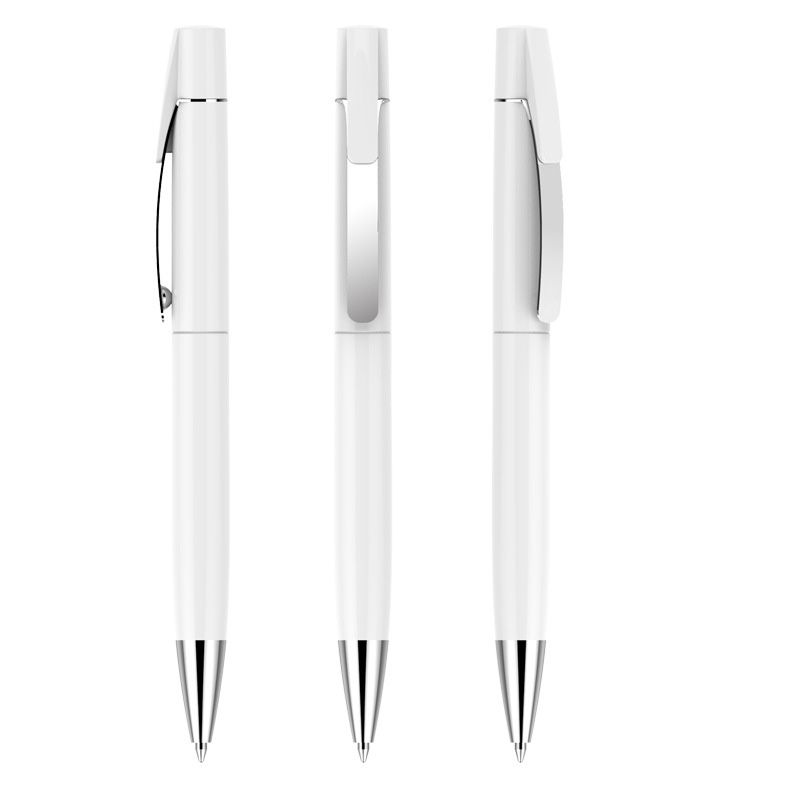 Retractable Plastic Ballpoint Pen with Metal Clip