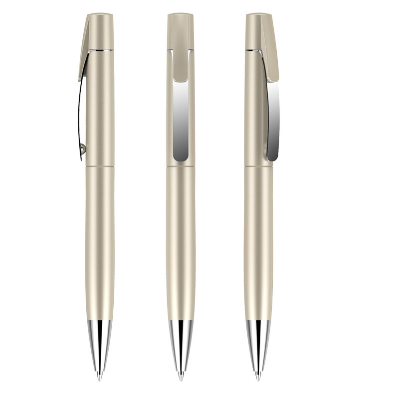 Retractable Plastic Ballpoint Pen with Metal Clip