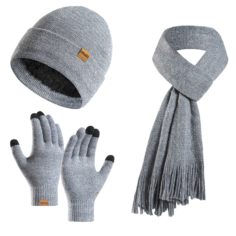 Fleece-Lined Beanie/Scarf/Gloves Set