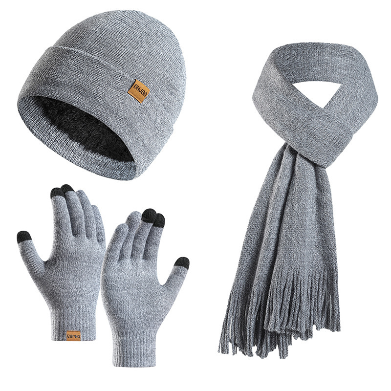 Fleece-Lined Beanie/Scarf/Gloves Set