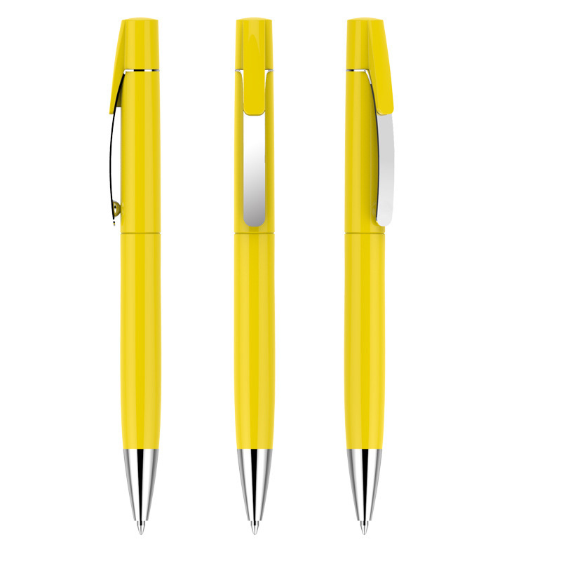 Retractable Plastic Ballpoint Pen with Metal Clip