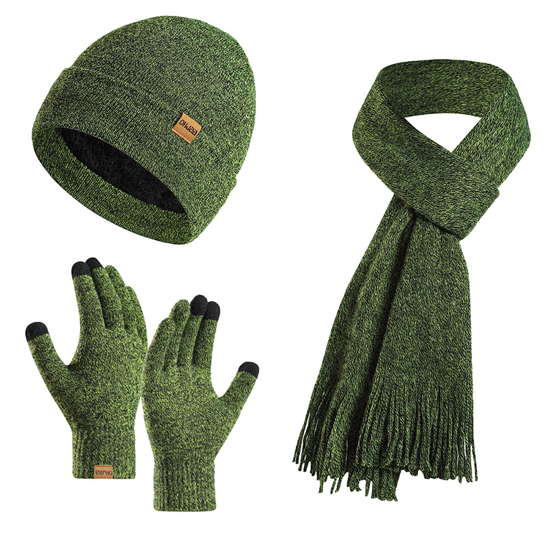 Fleece-Lined Beanie/Scarf/Gloves Set