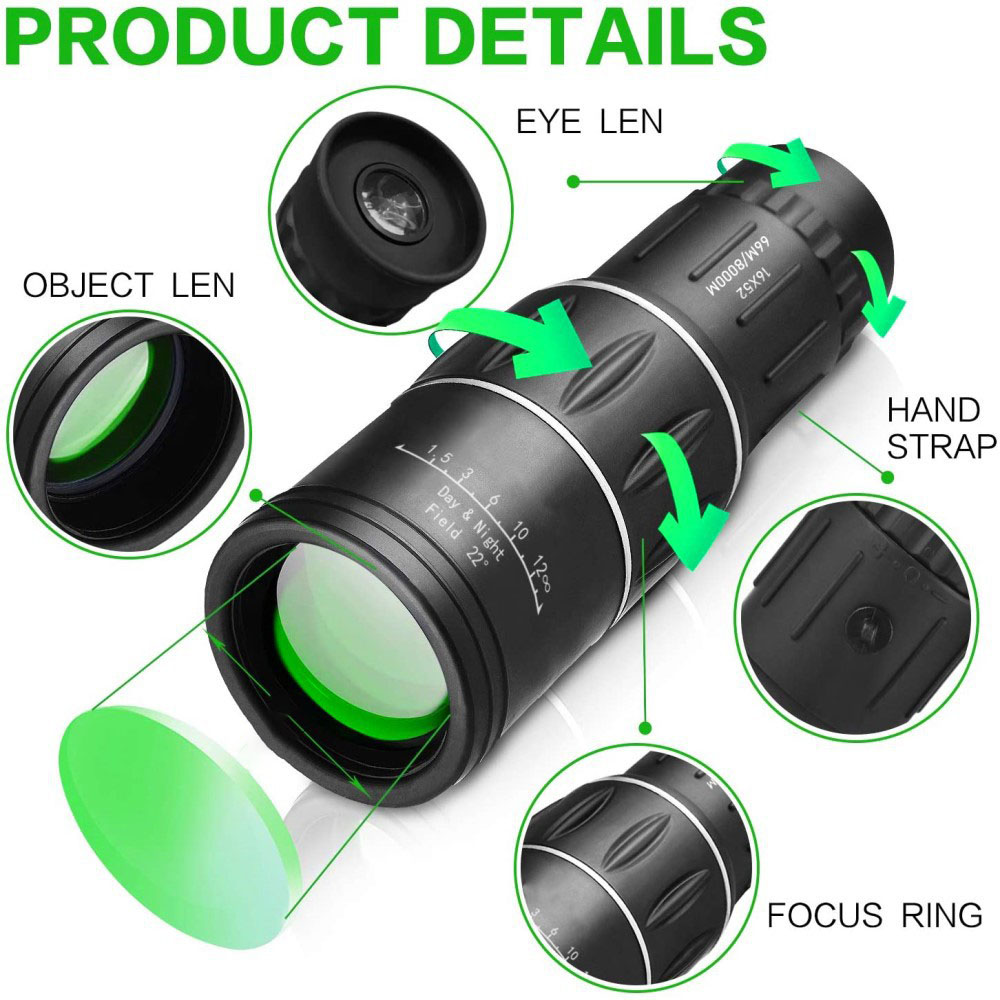 16X52 HD Monocular for Outdoor Adventures