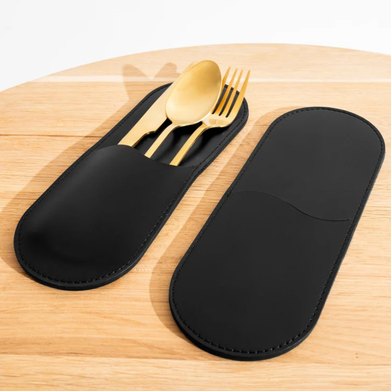 Washable PU Leather Cutlery Pouch