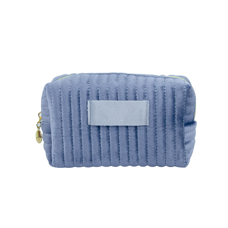 Velvet Quilted Travel Cosmetic Pouch