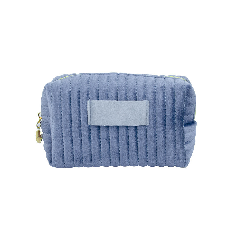 Velvet Quilted Travel Cosmetic Pouch