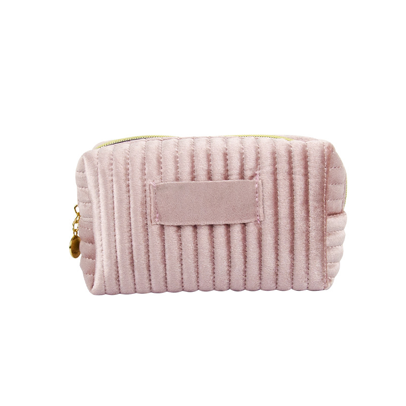 Velvet Quilted Travel Cosmetic Pouch