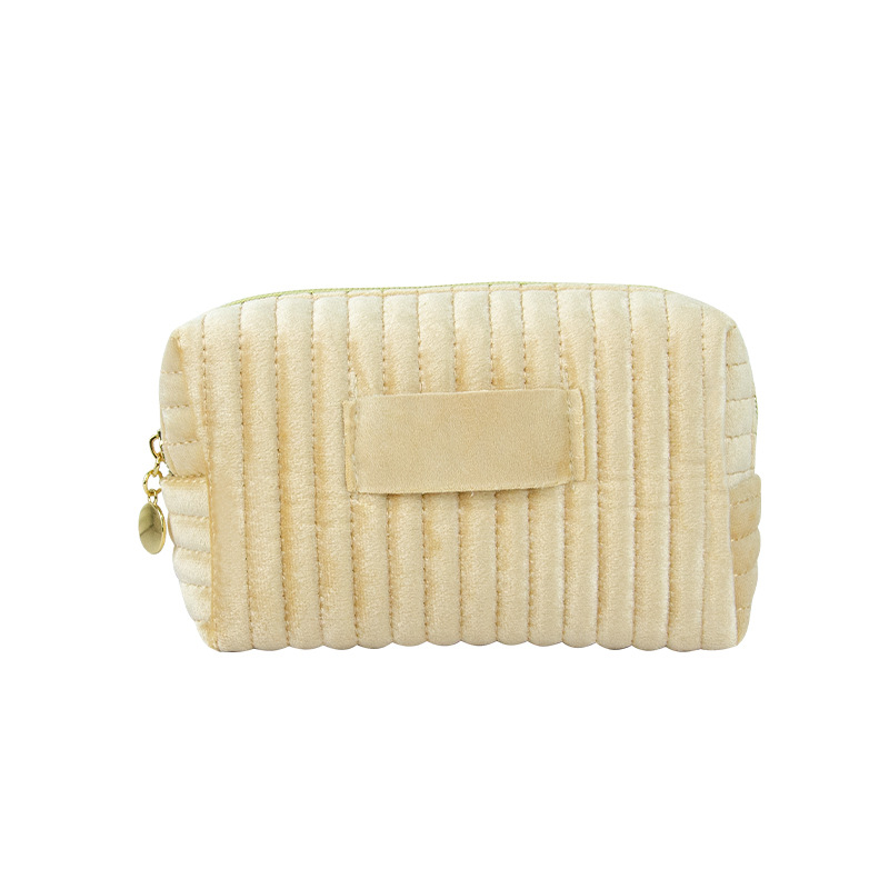 Velvet Quilted Travel Cosmetic Pouch