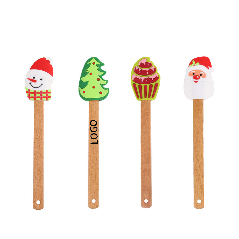 Christmas Silicone Beechwood Spatula
