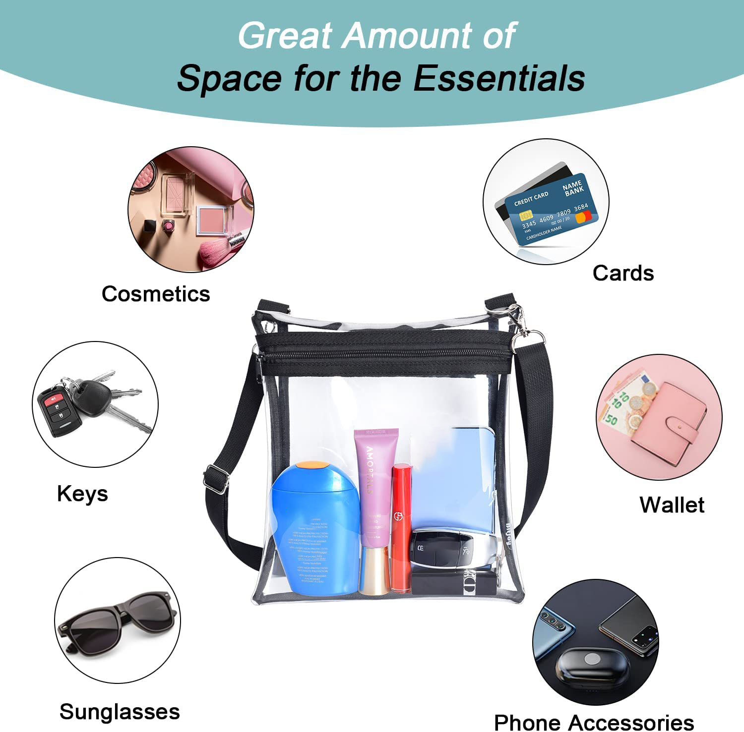 Clear PVC Stadium Crossbody Bag