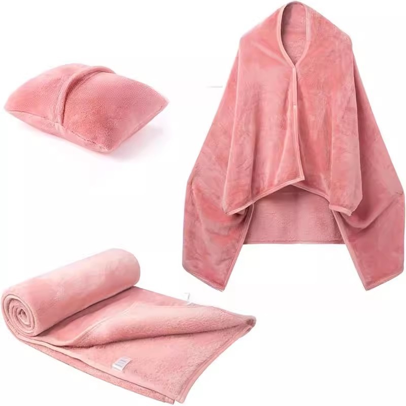 Fleece Dual-Function Travel Blanket