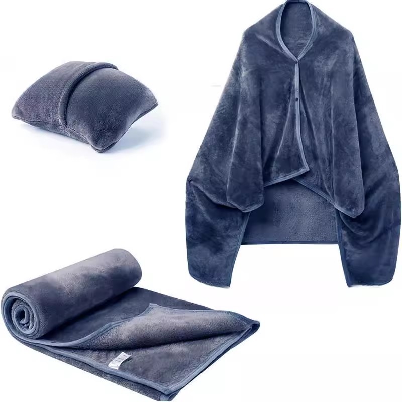Fleece Dual-Function Travel Blanket