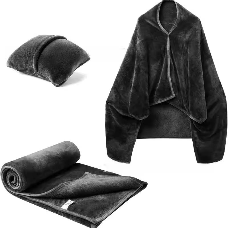 Fleece Dual-Function Travel Blanket