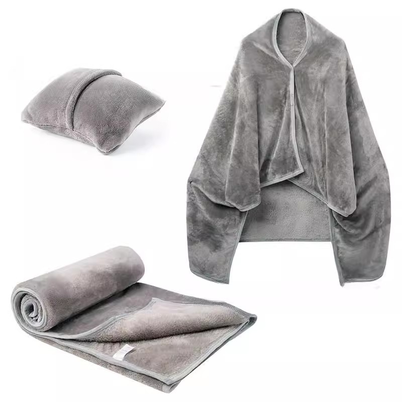Fleece Dual-Function Travel Blanket