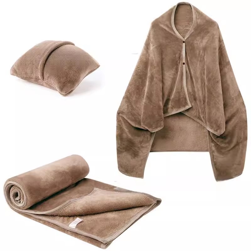 Fleece Dual-Function Travel Blanket