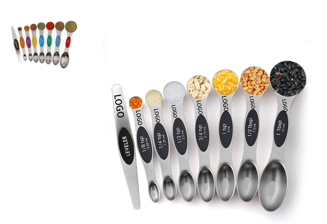 Stainless Steel Magnetic Two-in-One Measuring Spoon 8-Pack
