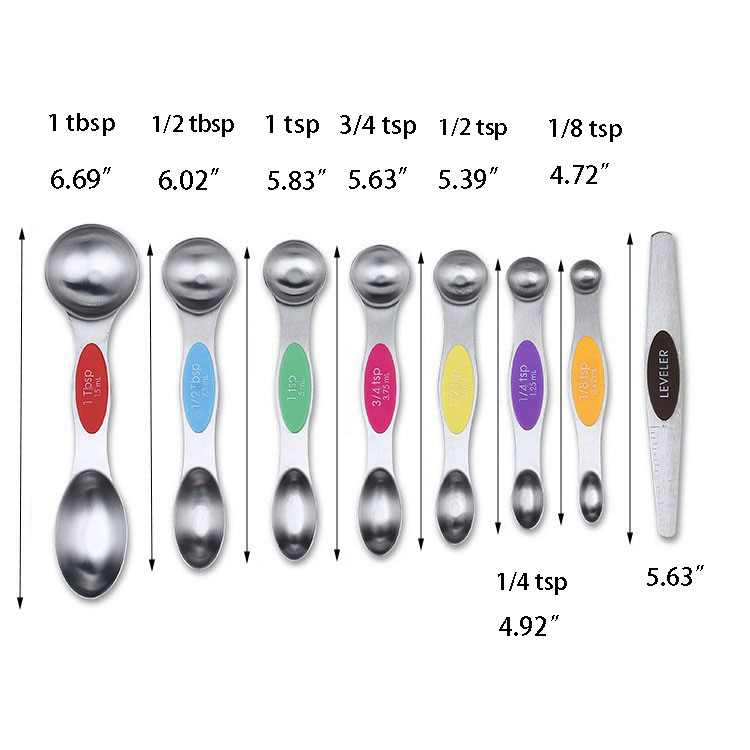 Stainless Steel Magnetic Two-in-One Measuring Spoon 8-Pack