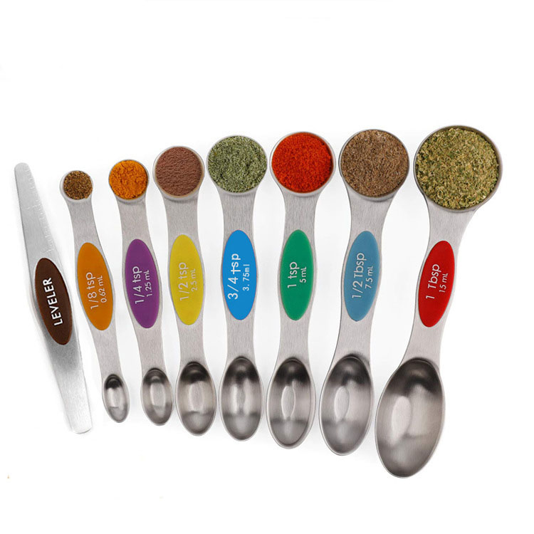Stainless Steel Magnetic Two-in-One Measuring Spoon 8-Pack