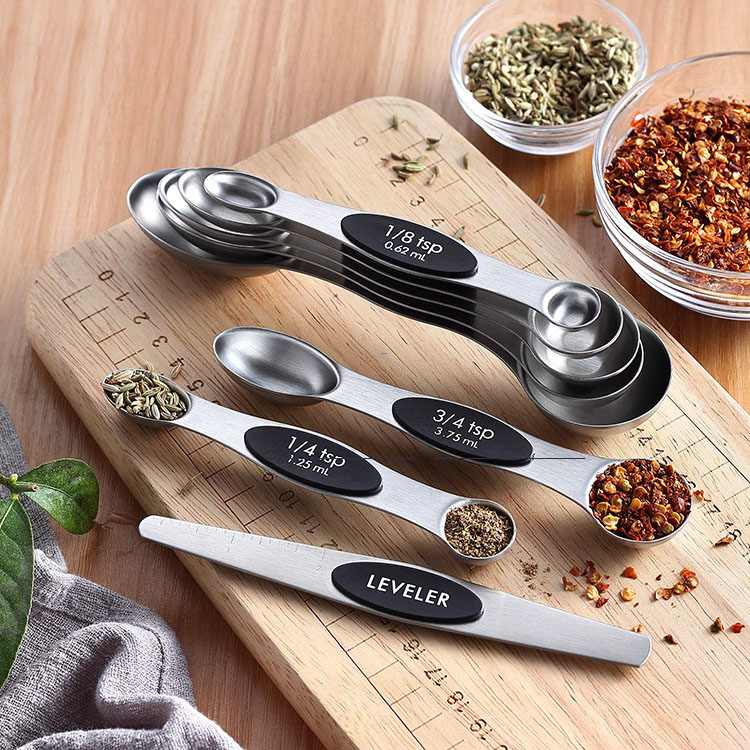 Stainless Steel Magnetic Two-in-One Measuring Spoon 8-Pack
