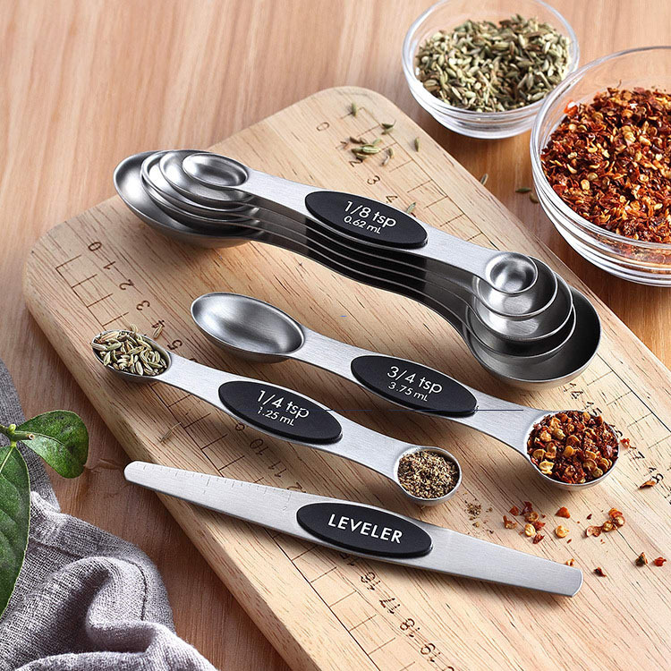 Stainless Steel Magnetic Two-in-One Measuring Spoon 8-Pack