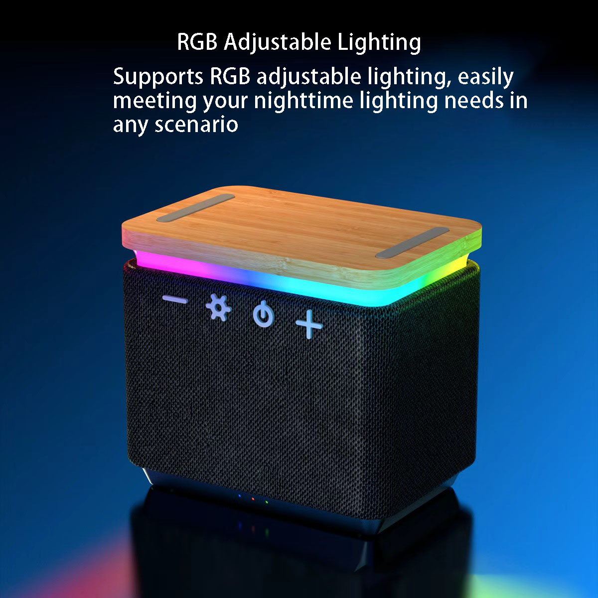 Bamboo Wireless Sound Speaker & Device Charger W/ Lights