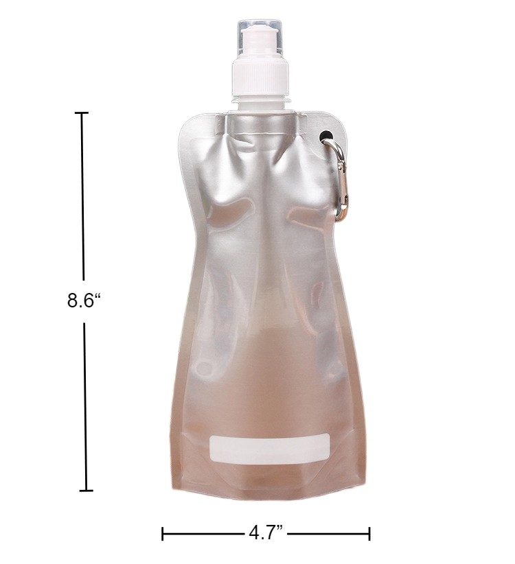 PE Stand-Up Liquid Spout Pouch W/ Carabiner-16oz