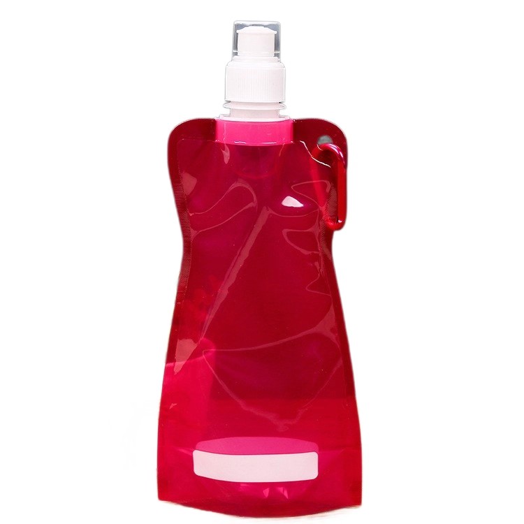 PE Stand-Up Liquid Spout Pouch W/ Carabiner-16oz