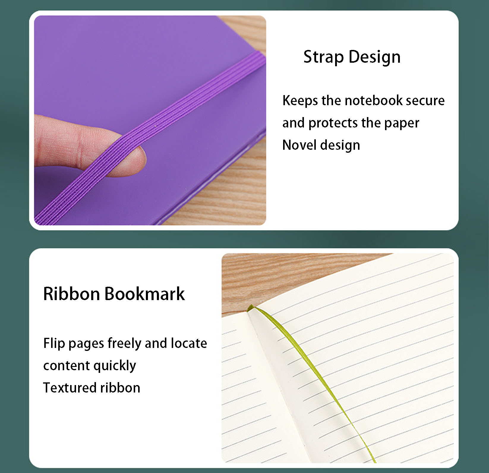 Faux Leather Elastic Strap Notebook
