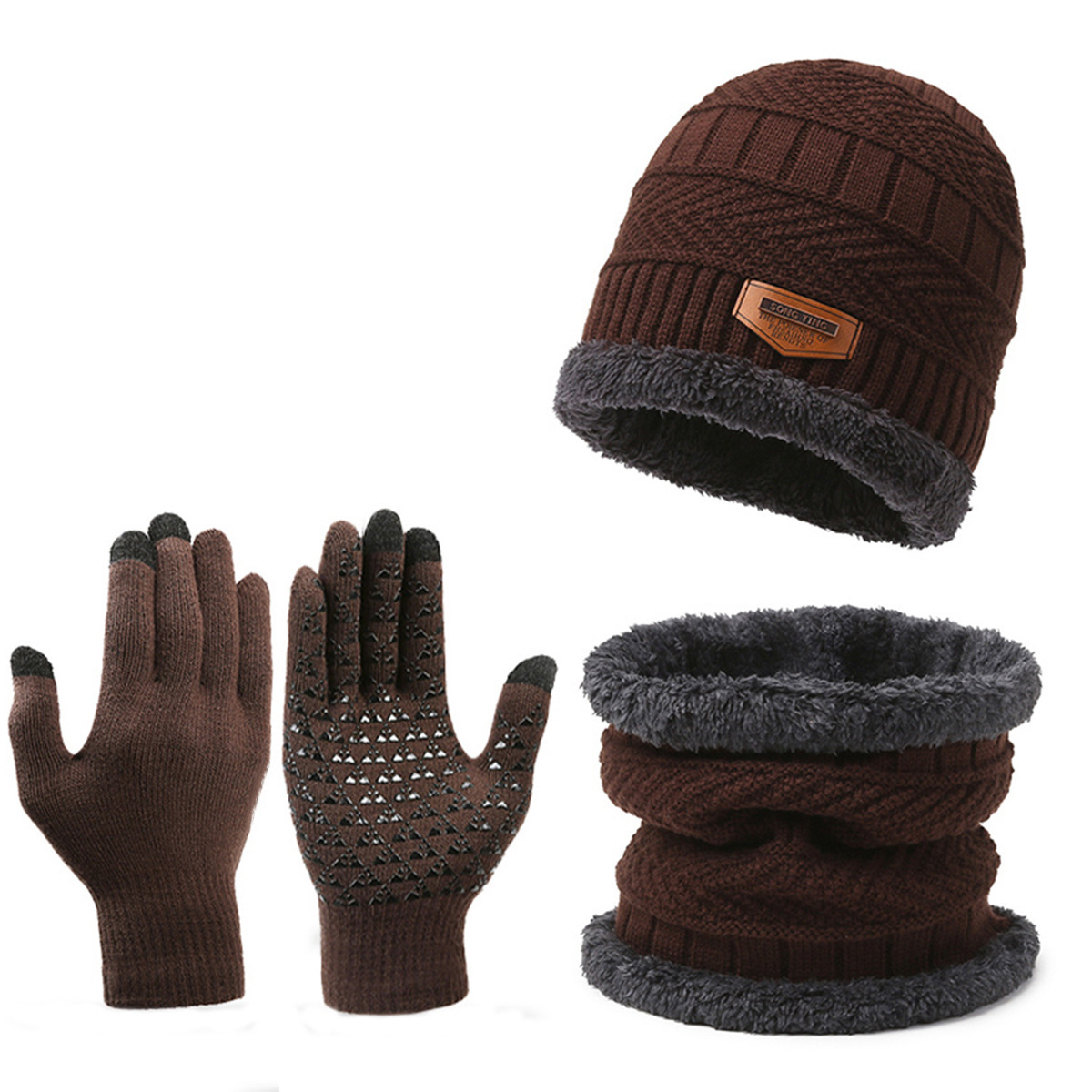 Winter Polyester 3-Piece Set (Beanie, Gaiter, Gloves)