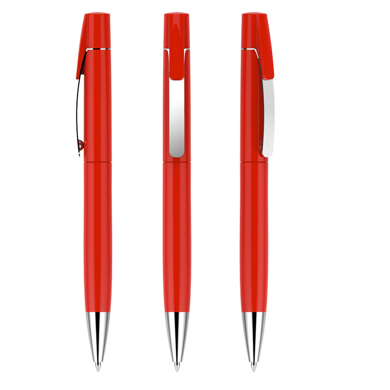 Retractable Plastic Ballpoint Pen with Metal Clip