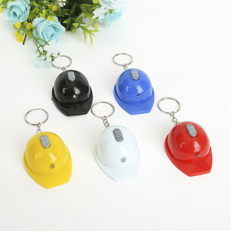 Safety Helmet Keychain with LED Light & Bottle Opener