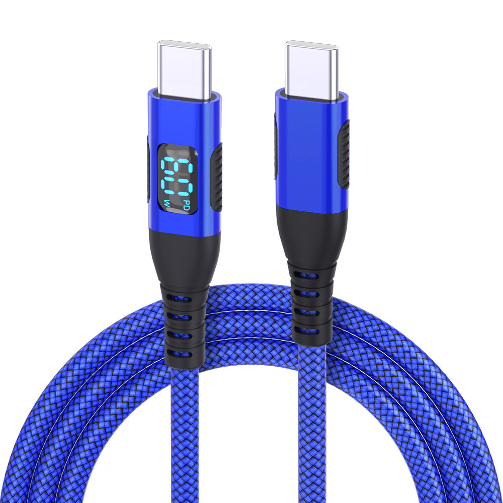 60W Braided Charging Cable with Digital Display