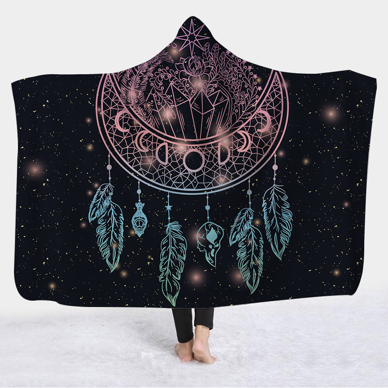 Full Color Hooded Flannel Dreamcatcher Blanket