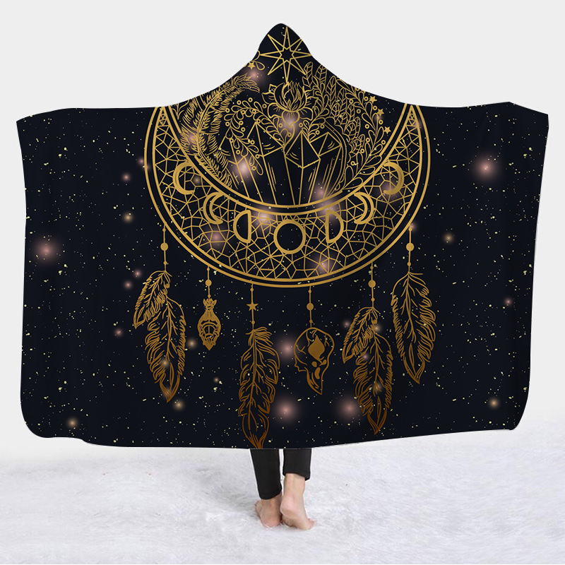 Full Color Hooded Flannel Dreamcatcher Blanket