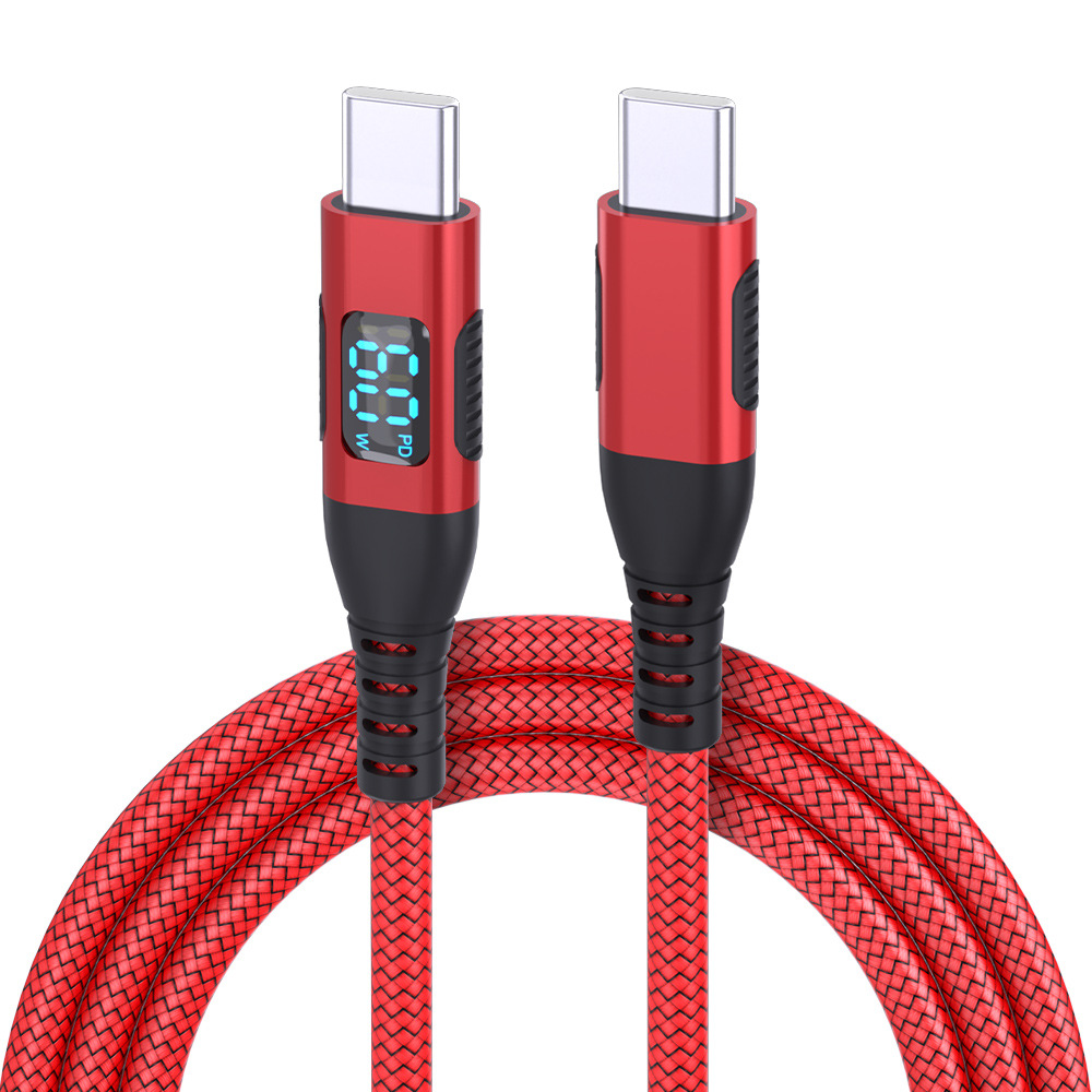 60W Braided Charging Cable with Digital Display
