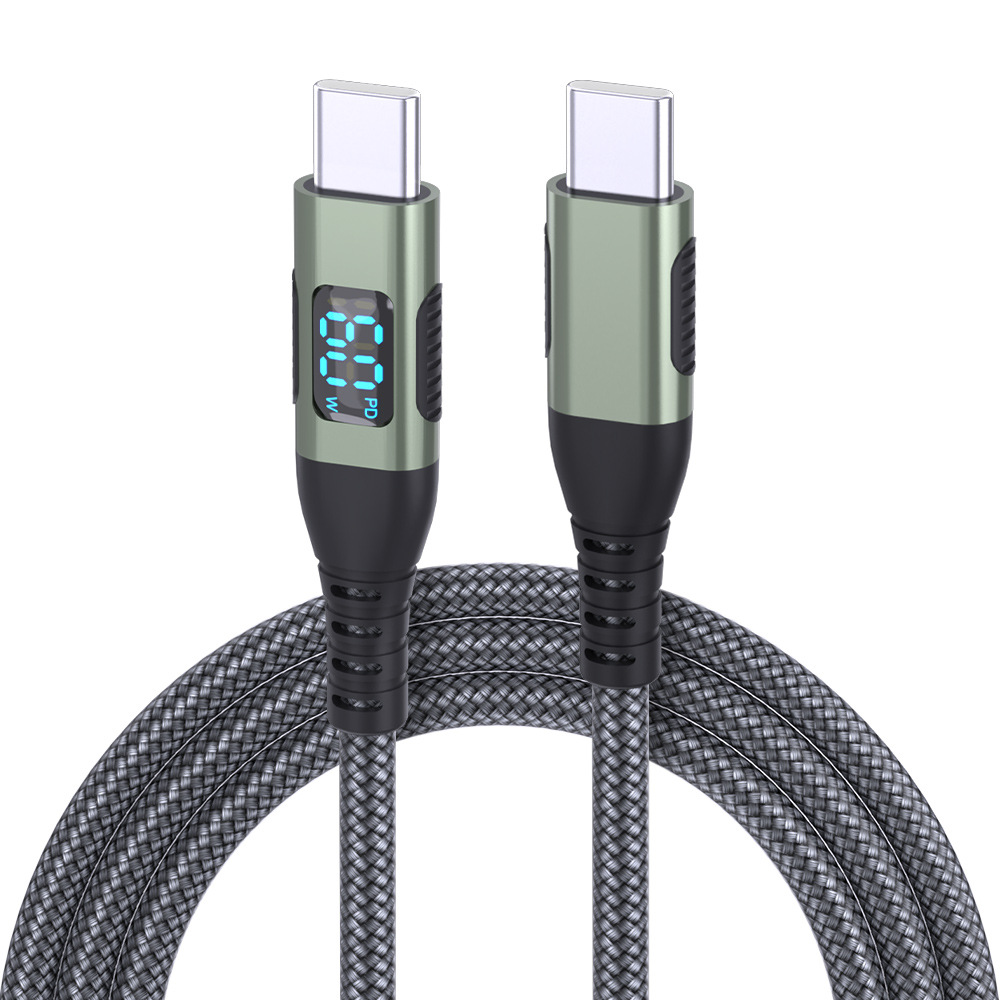 60W Braided Charging Cable with Digital Display